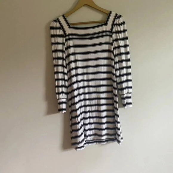 Loft Black and White Striped Square Neck Dress - Picture 12 of 13